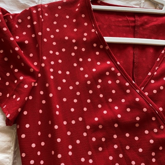 Red Polka Dot Wrap Dress Size small - Picture 7 of 8
